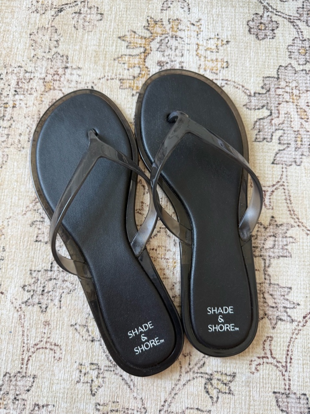 Shade & Shore Black Jelly Thong Sandals for Women